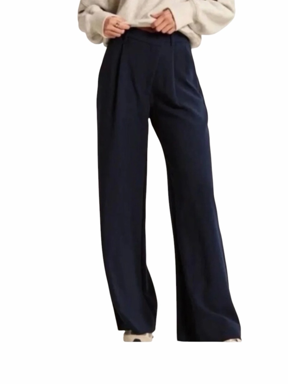 Abercrombie - Sloane Tailored Wide Leg Pants Navy Size 28/6 Long